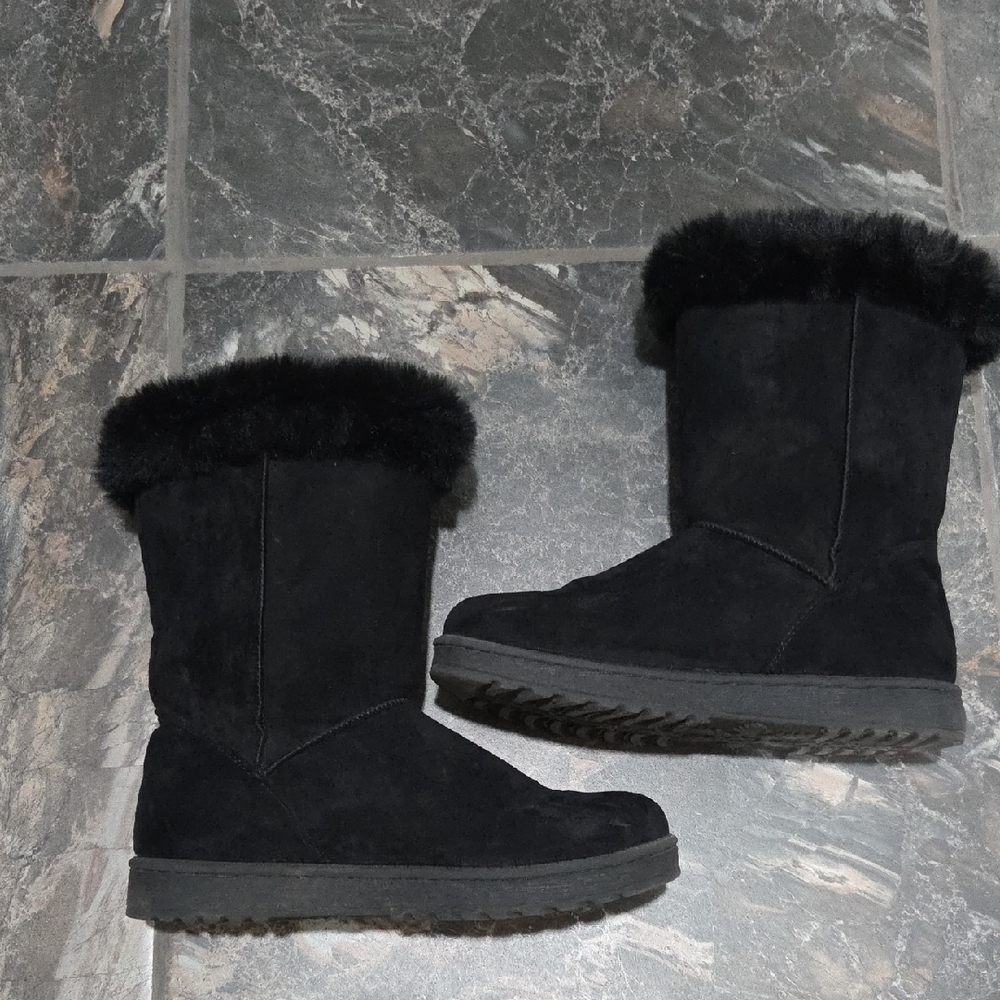 Hot Deal This Weekend!!!Sonoma Women's Black Ankle Boots with Fur Trim KOHLS - Picture 5 of 8